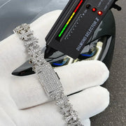 Pulsera De Cruz 10mm Moissanita Lab Plata 925 Ice Box Trap. Plateado 19 Cm 19 Cm