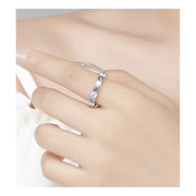Anillo Churumbela 4mm Moissanita Azul Y Blanca-plata Oro 8k.