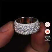 Anillo De Hombre Churumbela 3 Filas Moissanite Plata Icebox Plateado 10(dedo De Medio)