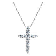 Dije De Cruz Con Moissanitas Para Mujer Plata 925- Rodio Af Plateado