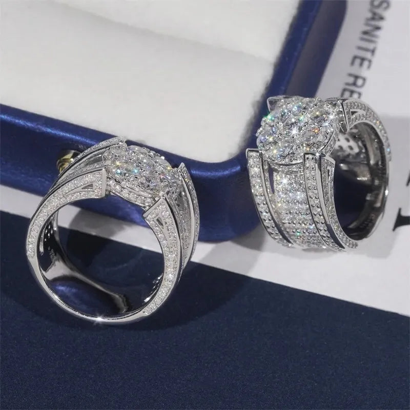 Anillo De Hombre Lujo Moissanite 4.25 Ct. Plata 925 Icebox.