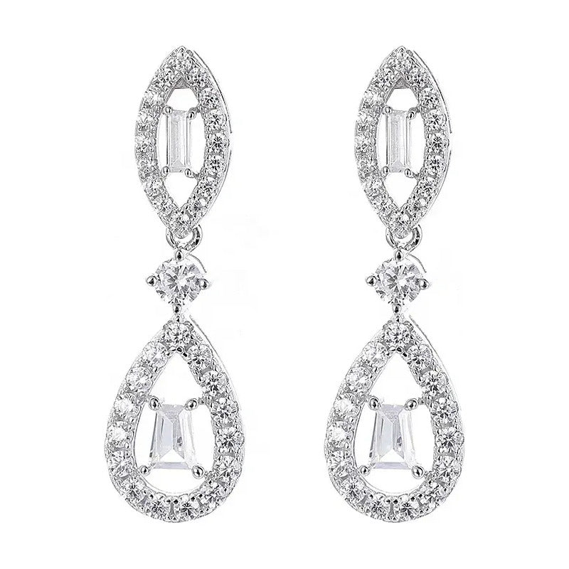 Aretes Moissanita Colgantes Pera Vintage Diseñador Plata 925