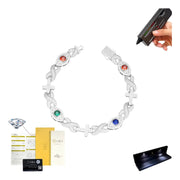 Pulso De Moissanita Tejido Eye&infinity 11ct Roja Plata 925 Plateado 19 Cm