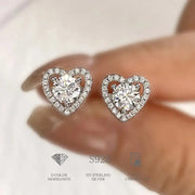 Aretes Corazon Moissanita 1 Ct. 6.5mm (2ct El Par) Plata 925 Plateado