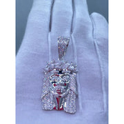 Dije De Cara De Jesús Cristo Con Moissanite-plata 925-oro 8k Plateado