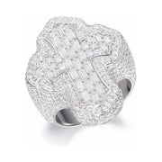 Anillo De Hombre Cruz Baguette Trap Moissanite Plata Icebox Plateado 10(dedo De Medio)