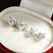 Aretes Moissanita Corte Corazón & Heart 6.5mm 2ct Plata 925. Plateado