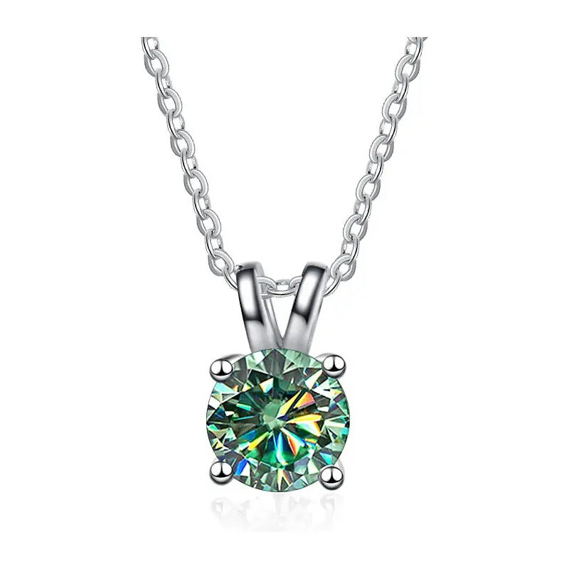 Conjunto De Joyas-moissanita Verde-anillo&pendientes&collar.