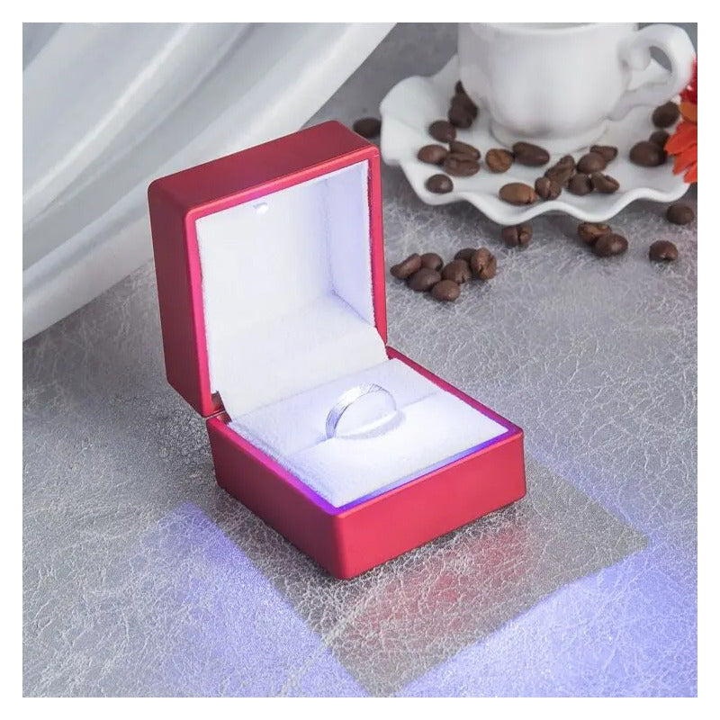 Caja Anillo O Aretes Caja De Almacenamiento Joyero C/luz Led