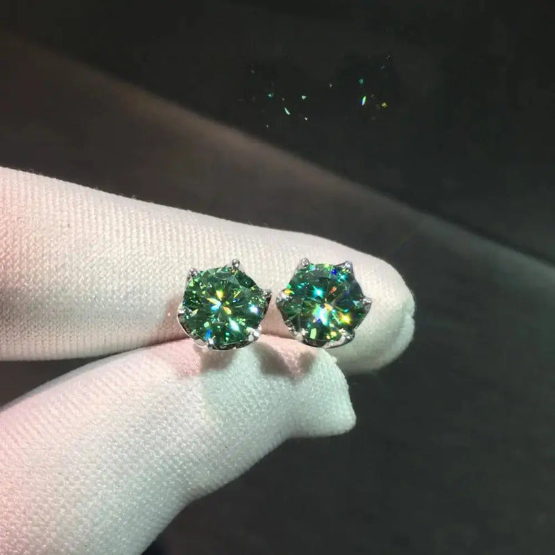 Conjunto De Joyas-moissanita Verde-anillo&pendientes&collar.