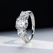 Anillo De Compromiso Moissanite Oro G14k 5ct 3 Piedras Vvs2
