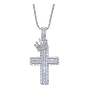 Dije Cruz De Jesus Cristo Zircornia Baguette Platino
