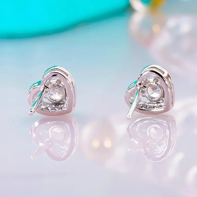 Aretes Corazon Moissanita 1 Ct. 6.5mm (2ct El Par) Plata 925 Plateado