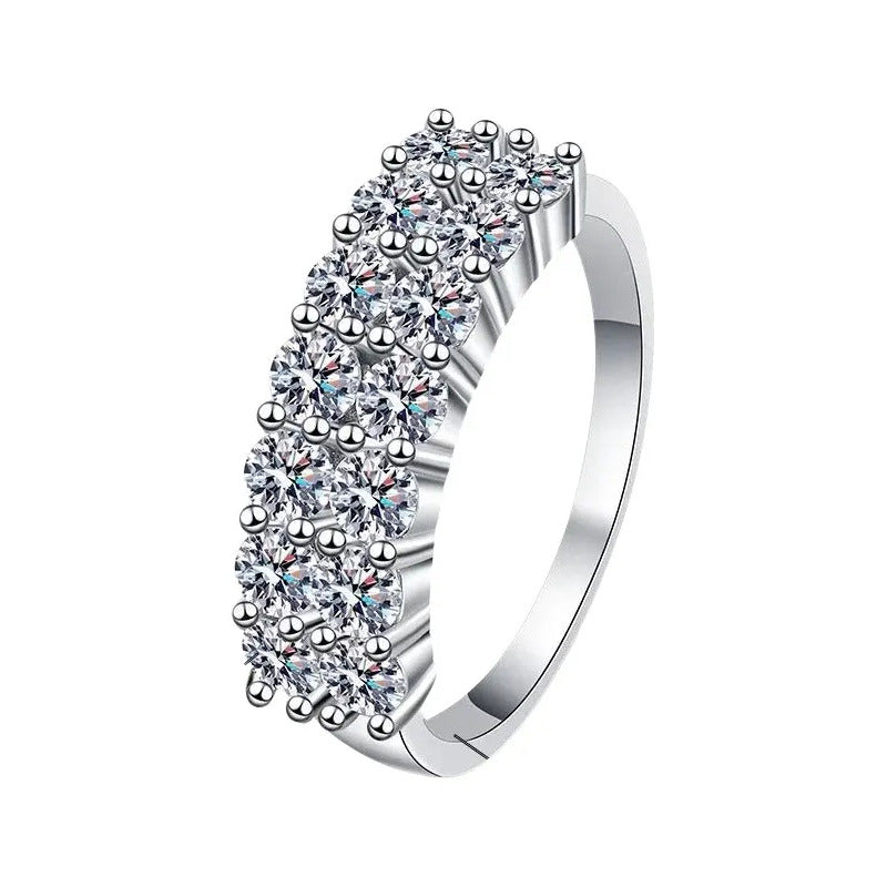Anillo Unisex Churumbela 2 Filas Moissanite Plata 925 Icebox Plateado 8