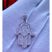 Dije Mano De Fatima Famsa Plata 925 Ct Moissanite Hombre Ice