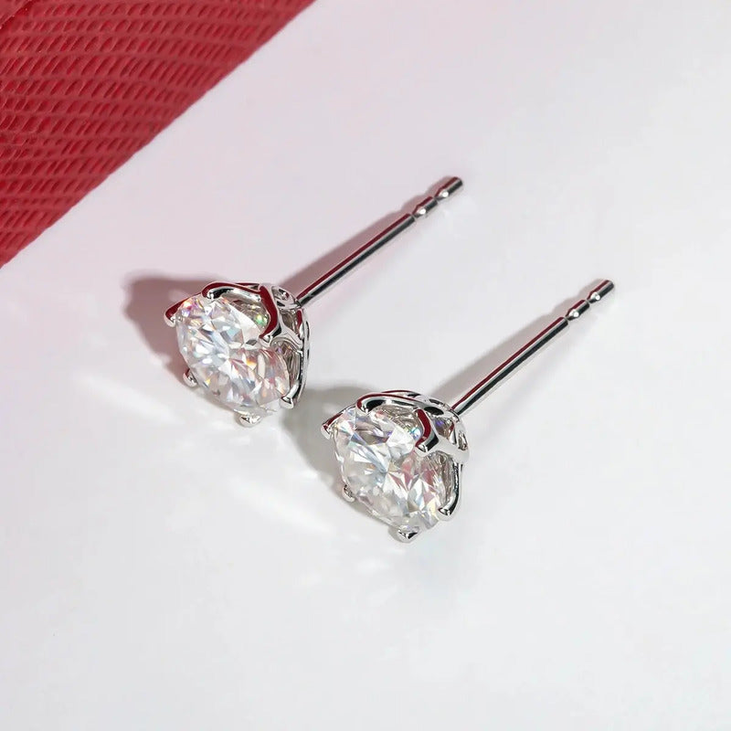 Pendientes Unisex De 1 Quilate Moissanita Plata 925-oro 18k Plateado