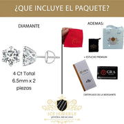 Pendientes Unisex De 1 Quilate Moissanita Plata 925-oro 18k Plateado