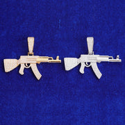 Dije Ak 47 Zircornia Laminado De Oro 18k-platino