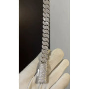 Pulso Cubano 3 Filas De Moissanite 10 Ct. (quilates) 10mm Plateado 19 Cm 17 Cm
