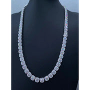 Collar Tenis Cadena Con Dije Cruz Moissanita Plata 925 6mm. Plateado