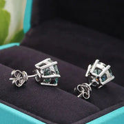 Aretes Moissanita Verde 5mm 1 Ct. C/certificado Plata 925.