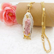 Dije Virgen María De Jesús-virgen De Guadalupe Oro Laminado Verde