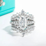 Anillo De Moissanita 3 Ct. Corte Esmeralda Vvs1 Plata 925