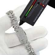 Pulsera De Cruz 10mm Moissanita Lab Plata 925 Ice Box Trap. Plateado 19 Cm 19 Cm