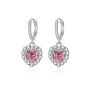 Aretes De Plata Ley 925 Forma De Corazón Zircornia Cubica
