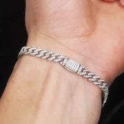 Pulso Cubana Pulsera Plata Esterlina 925 Moissanite Caja Ic