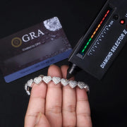 Cadena De Corazones Moissanite 30 Ct. Kilates Plata 925 10mm Plateado