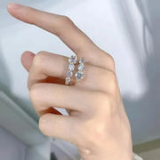 Anillo Churumbela 3.87 Ct. Moissanita Plata 925 Baño Oro 18k Plateado Adjustable