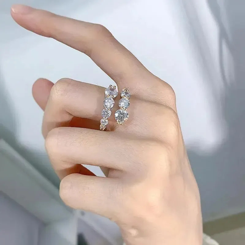 Anillo Churumbela 3.87 Ct. Moissanita Plata 925 Baño Oro 18k Plateado Adjustable