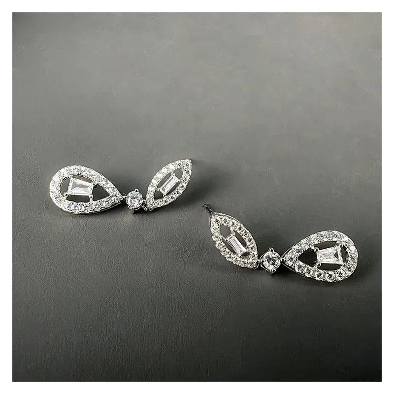Aretes Moissanita Colgantes Pera Vintage Diseñador Plata 925