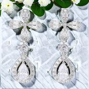 Aretes Moissanita Colgantes Para Mujer Flor Estilo Plata 925