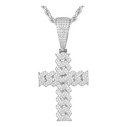 Dije Cruz De Plata 925 Lujo Con Moissanita 5ct Vvs C/gra.