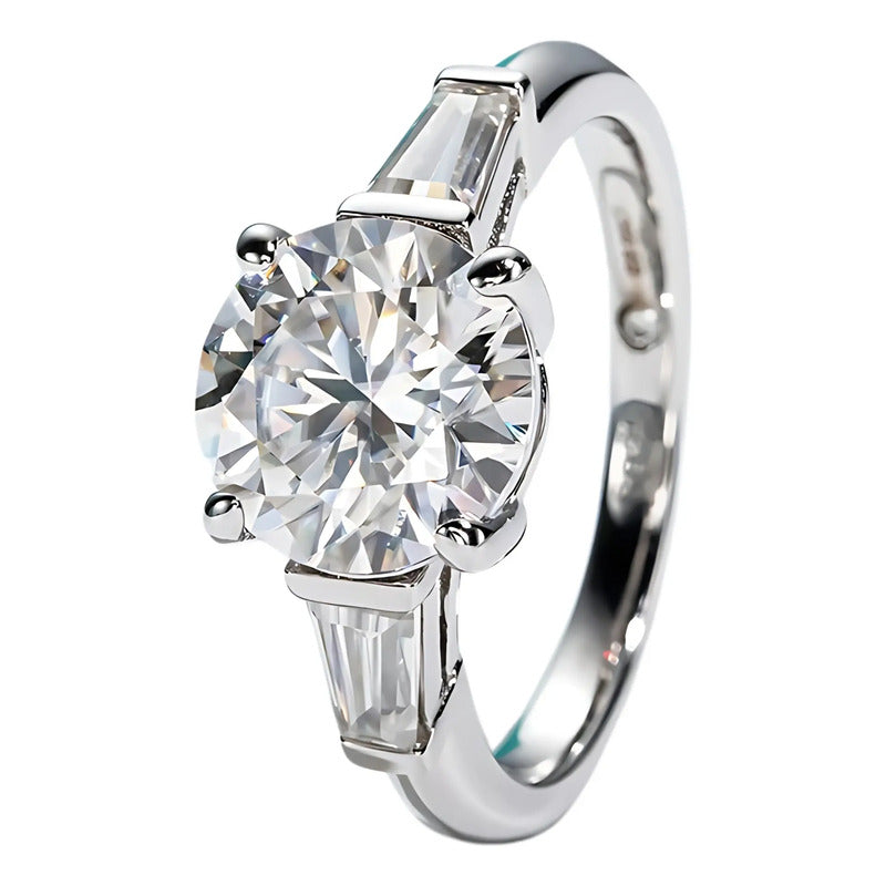 Anillo De Moissanita - Certificado 4.3ct - 3 Piedras D Vvs1