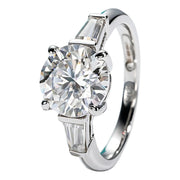 Anillo De Moissanita - Certificado 4.3ct - 3 Piedras D Vvs1