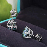 Pendientes Moissanita Verde 5mm 1ct. C/certificado Plata 925 Verde