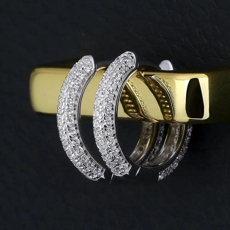 Arracadas Moissanita Para Hombre Y Mujer Plata 925 3 Filas