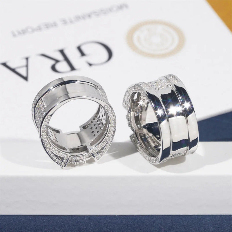 Anillo De Hombre Lujo Moissanite 4.25 Ct. Plata 925 Icebox.