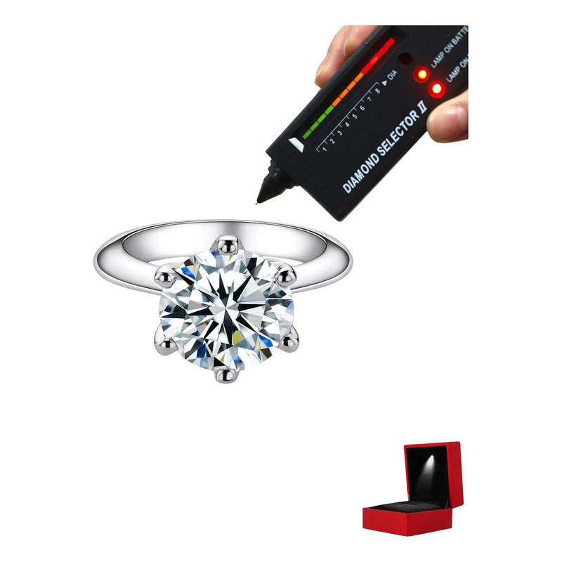 Anillo Solitario Boda Diamante De Lab 9mm 3ct Plata 925