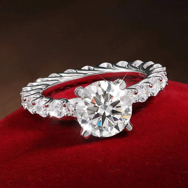 Anillo De Boda 3 Ct Moissanita-c/certificado Plata Italiana