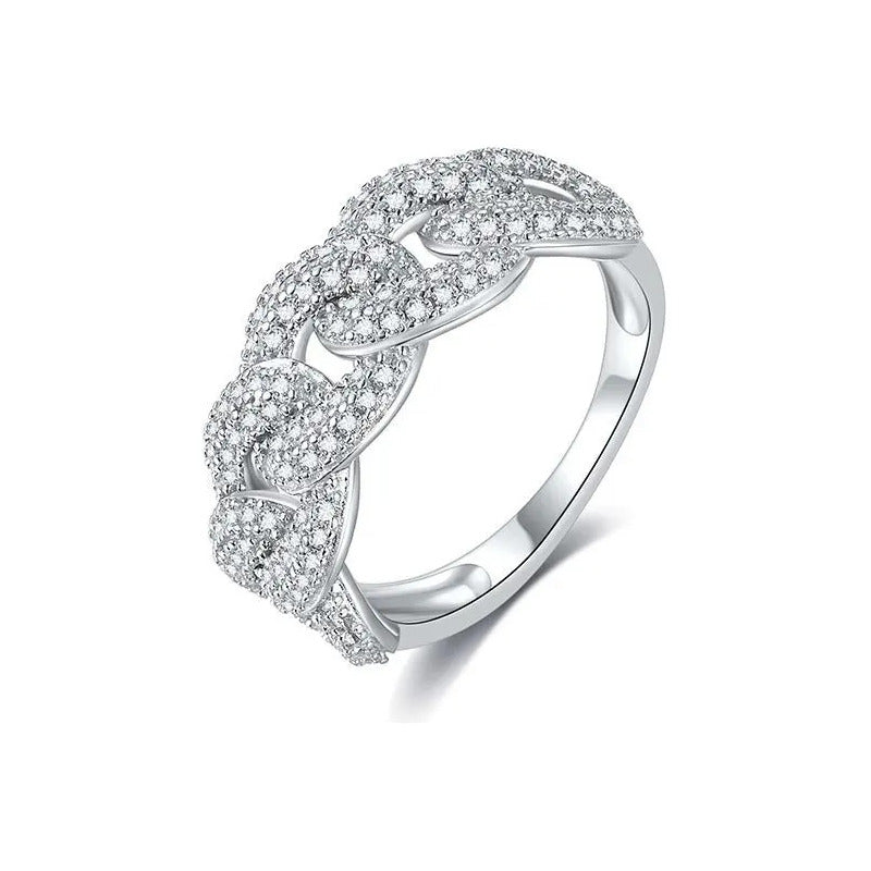 Anillo Cubano De Hombre Y Mujer Moissanite Plata Icebox