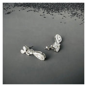Aretes Moissanita Colgantes Largos Mujer Baguette Plata 925. Plateado