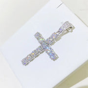 Dije De Cruz De Moissanitas Unisex Plata 925 Diamond Tester. Plateado