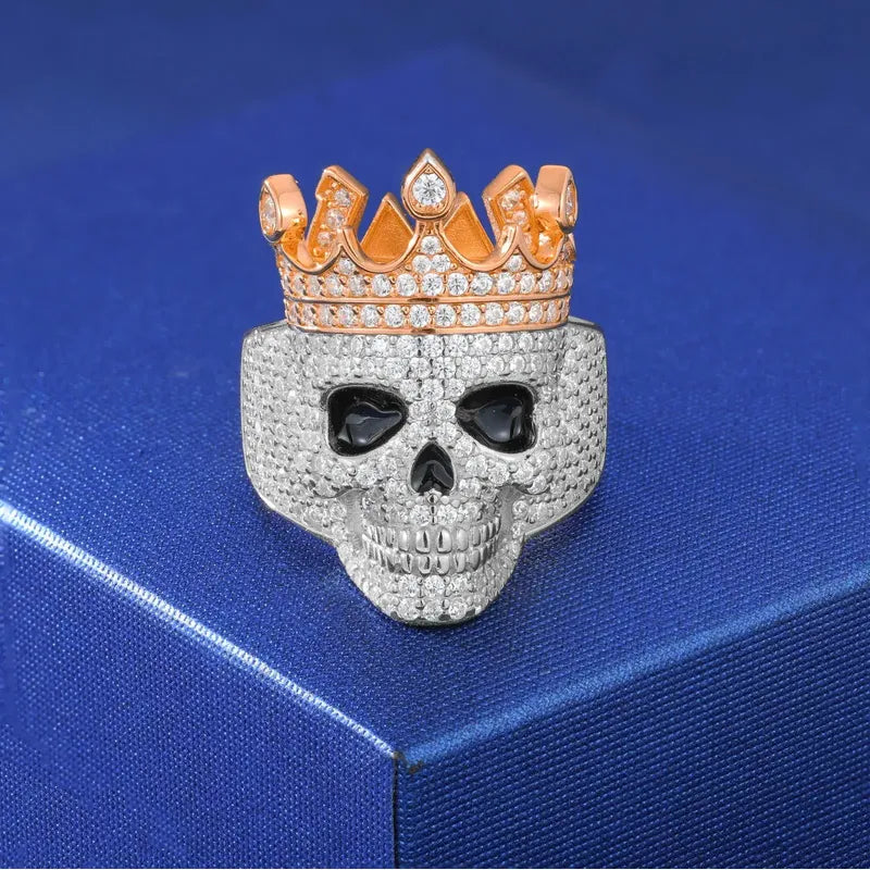 Anillo De Hombre Calavera Antrax Moissanite Plata 925 Icebox Plateado 10(dedo De Medio)