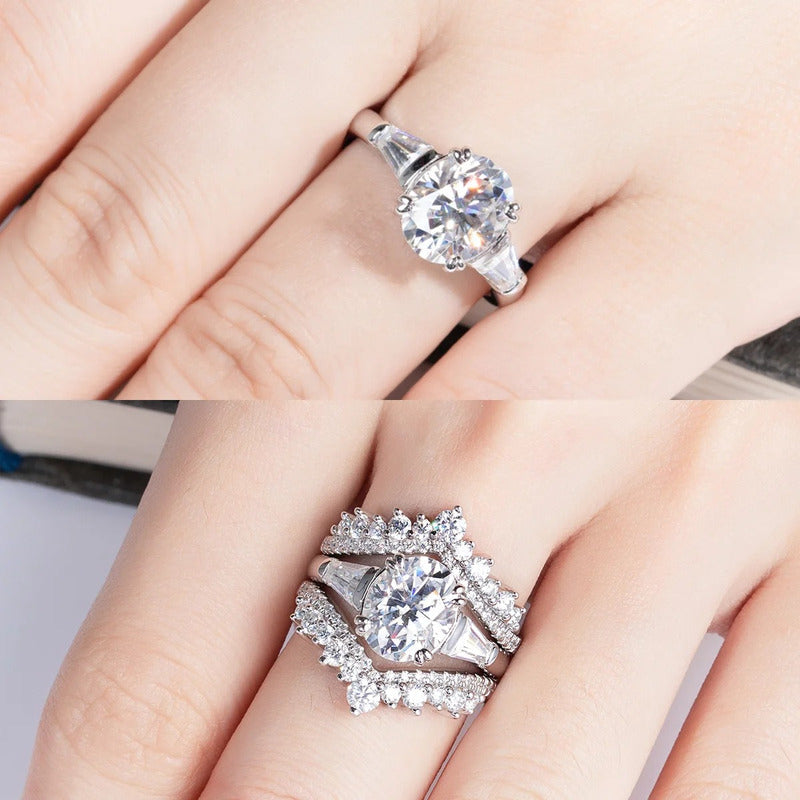 Anillo De Moissanita - Certificado 4.3ct - 3 Piedras D Vvs1
