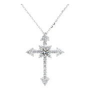 Dije De Cruz Para Mujer Moissanita 6.5mm Plata 925 Regalo Bb Plateado