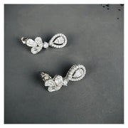 Aretes Moissanita Colgantes Largos Mujer Baguette Plata 925. Plateado